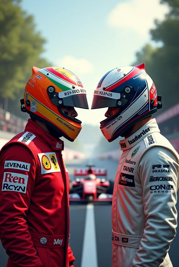 An image of two F1 drivers inspired by Senna and Hamilton 