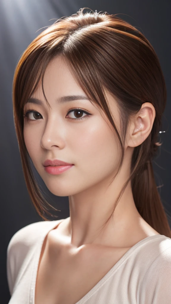 realistic、Masseter muscle area、Highest quality、high resolution、RAW photos、realistic、bright light、face light、Smooth professional lighting、Japanese woman、beautiful woman、It's a model.、Gravure、sexy、very beautiful、realistic and beautiful skin、Beautiful and detailed.、detailed face、thin、big breasts、short hair、brown hair、brown eyes、looking at camera、white tank top、shorts、Take a photo