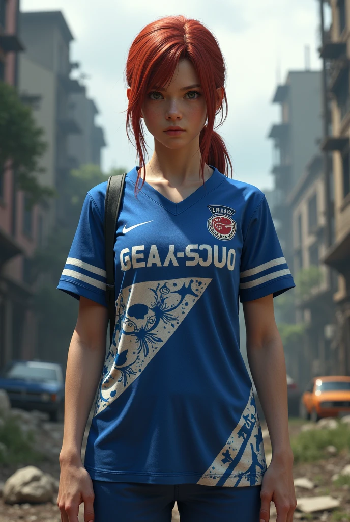 Ellie Willians de The last of us com a camisa do Sasuke.