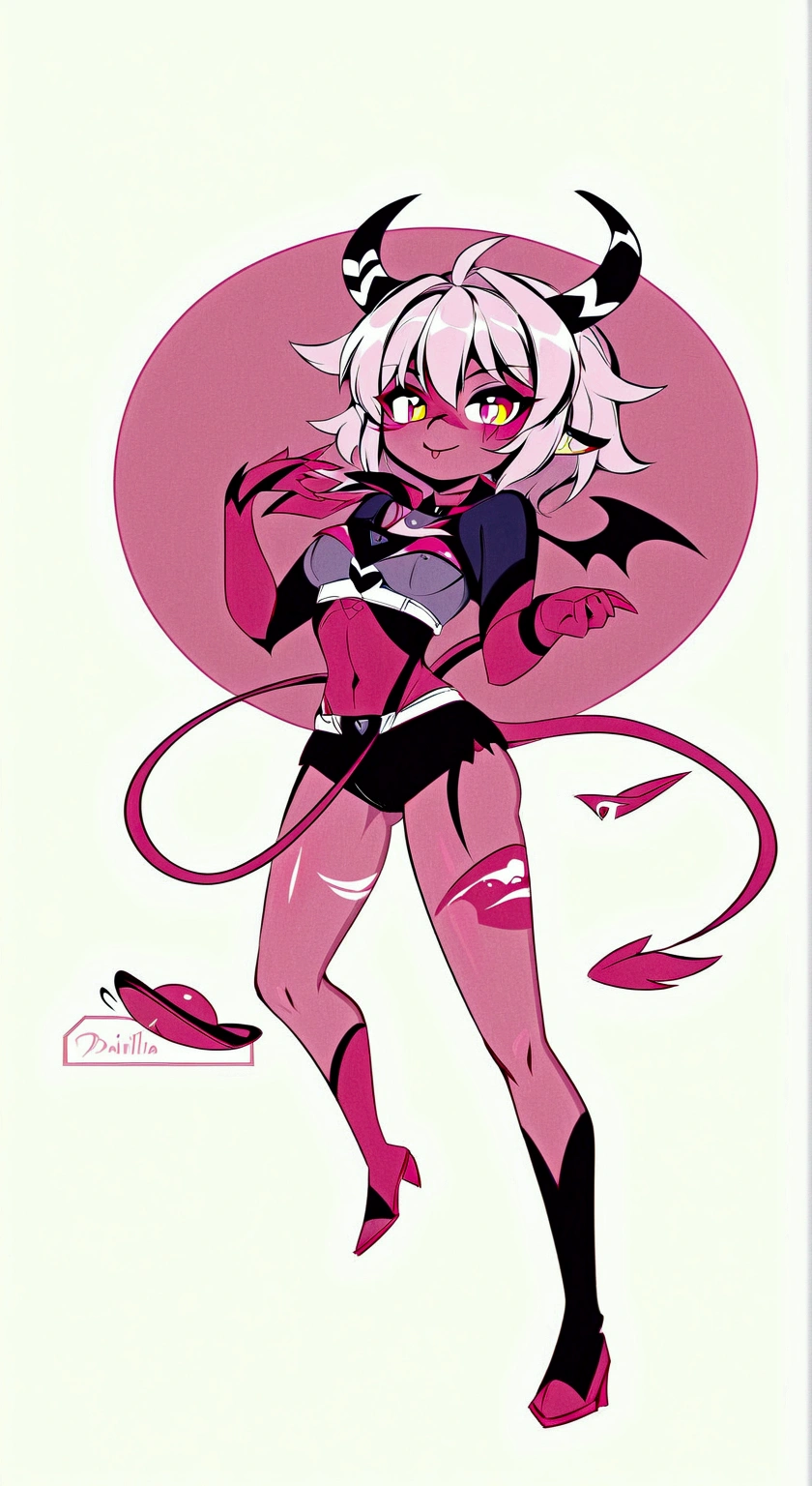 fountain_cheered up, imp, 1 chico, humanoid, man, Alone, diablilla (creature), nonhuman, Full view, magenta eyes, horns, gloves, hair, sombrero, round head, without nose, standing, looking at the viewer