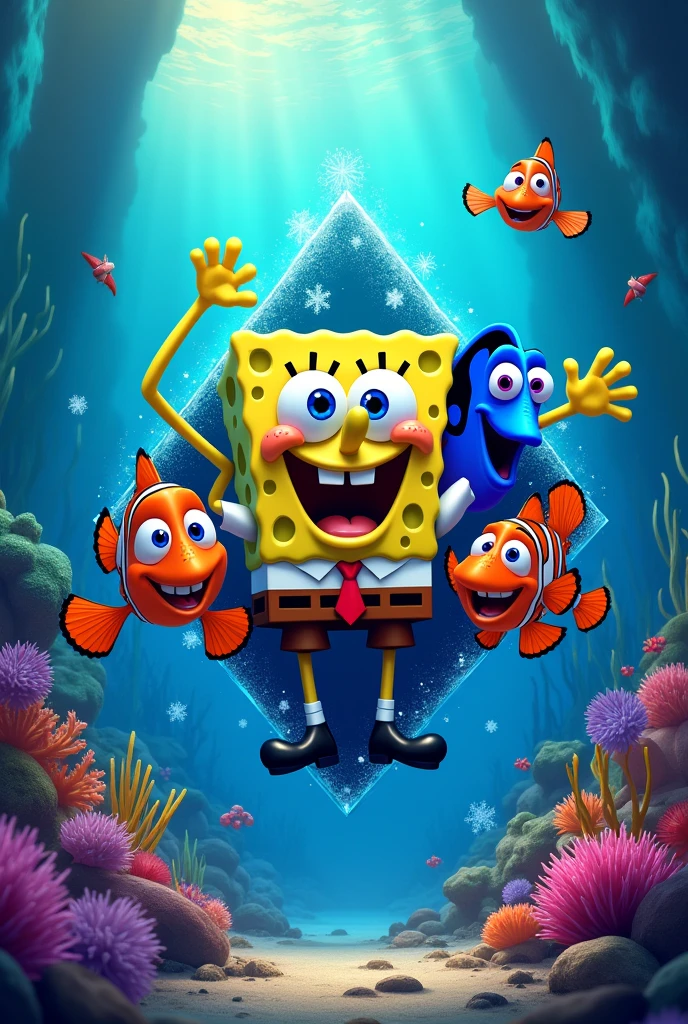 Sponge Bob,Dory and Nemo in a very epicardic logo