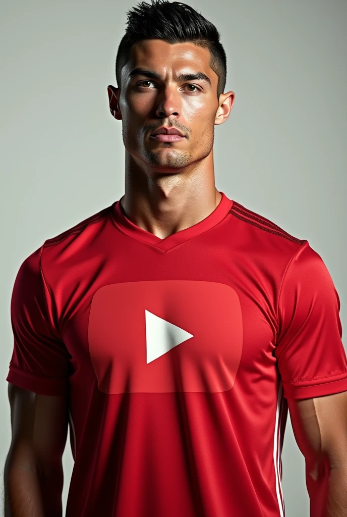Cristiano Ronaldo wearing a shirt with the YouTube symbol