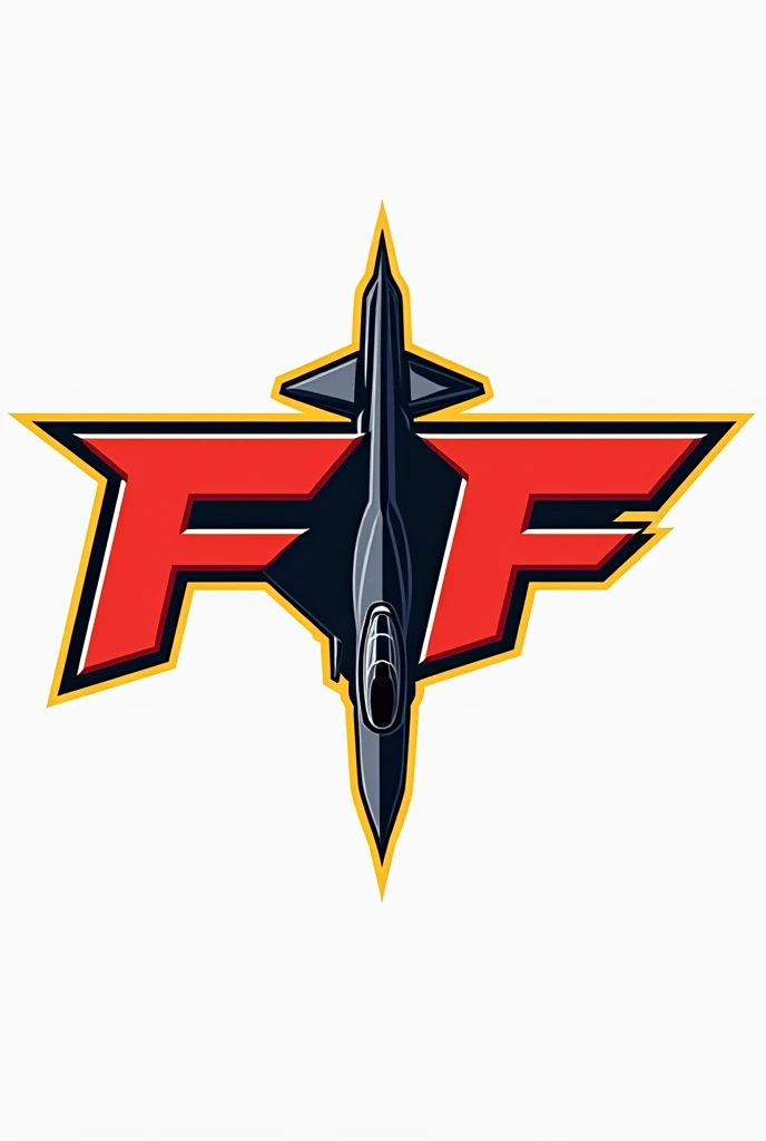 MAKE A TOY LOGO CALLED FIGTHING FALCON AND HAS AN F 16 WHERE THE LETTERS ARE RED WITH A YELLOW BORDER