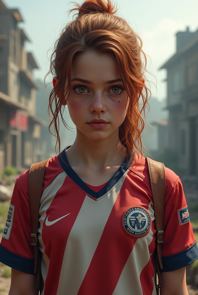 Ellie Willians from The Last of Us wearing the Internacional de Porto Alegre shirt.