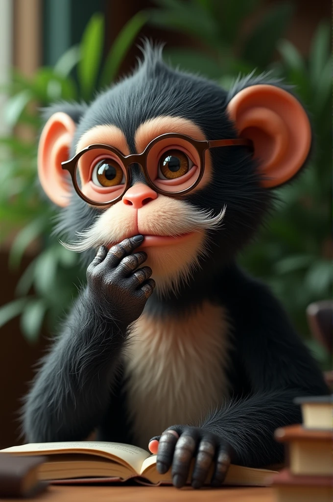 Monkey with glasses making his mustache 