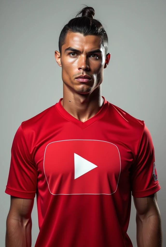 Cristiano Ronaldo wearing a shirt with the YouTube symbol