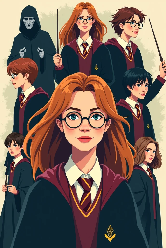 I want you to make an image of each Harry Potter character in vector form