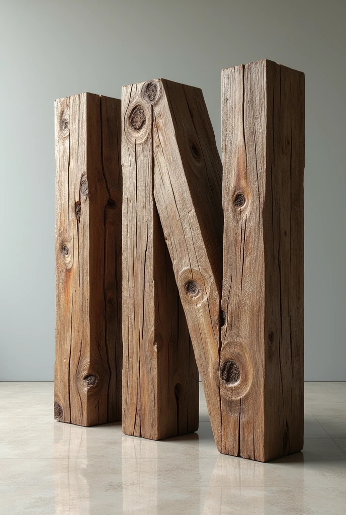 letter "IN" Capital letter made of rustic wood