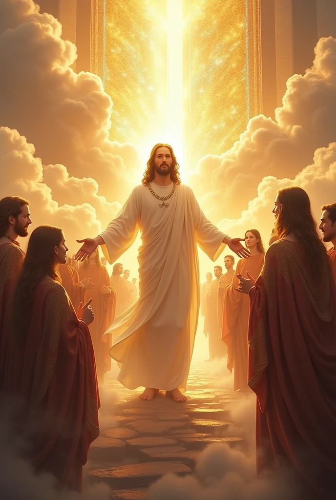 Jesus in heaven with the saints
