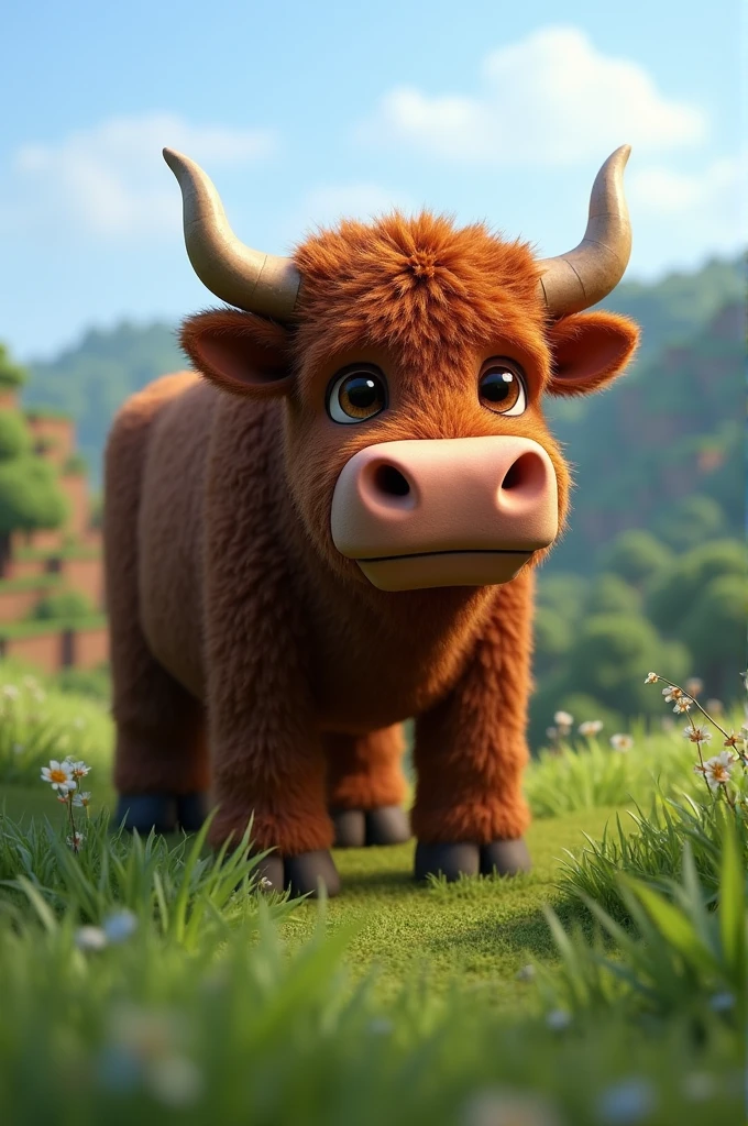 Realistic minecraft game cow