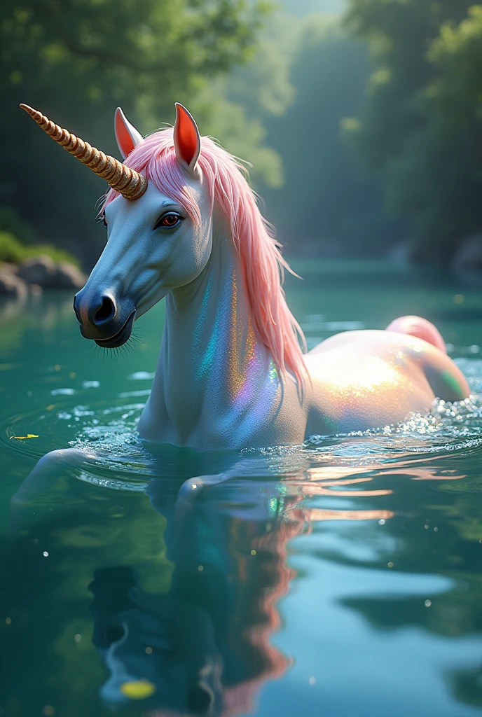 unicorn with colors and in the water