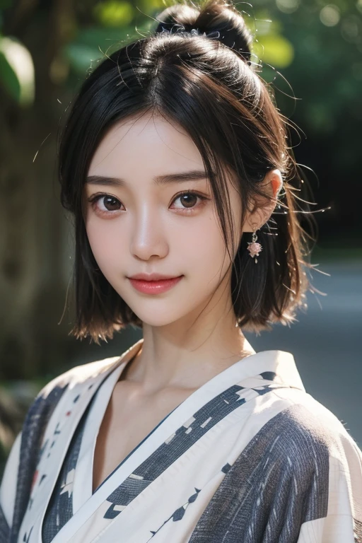 (2 Japanese girl,), (Small breasts:1.5,),(solo,,Textured skin, Detailed skin,Detailed face,Detailed eyes,detailed posing,Natural eyebrows,Sparkling Eyes,High detail, Highest quality, Super detailed, Surrealism, ,8k,RAW Photos,Photographicism,Professional Lighting,Portrait Photography,Soft Light),((Black Hair, Natural Makeup,Simple earrings, Bob Hair,ribbon,smile)),(((kimono,Don't break down,Upper body composition)))