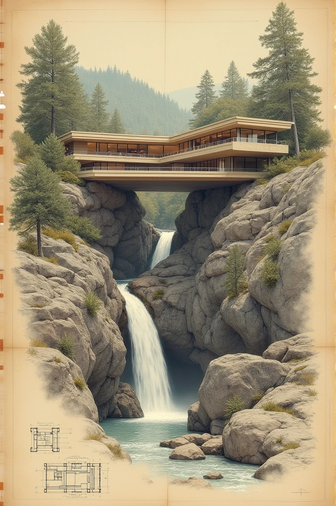 Diagrams of the relationship between fallingwater and its surroundings