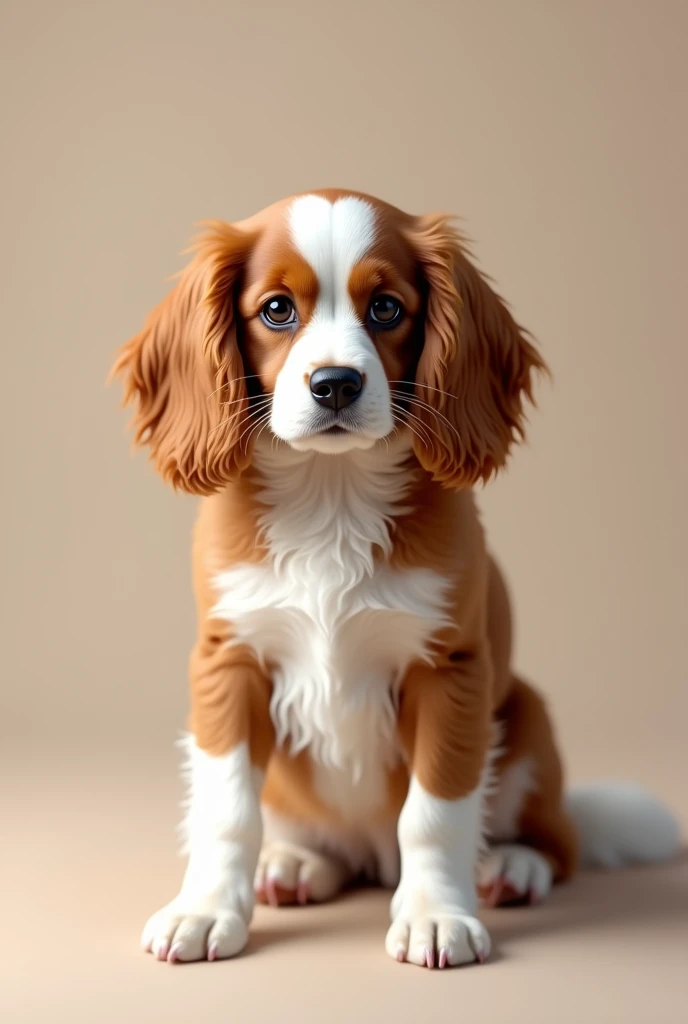 Cocker spaniel breed dog with white face and white paws that looks real, for tiktok cover