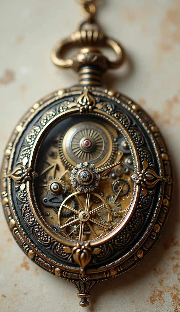 A close-up of a 16th-century portable clock or pocket watch, showcasing its intricate gears and craftsmanship.