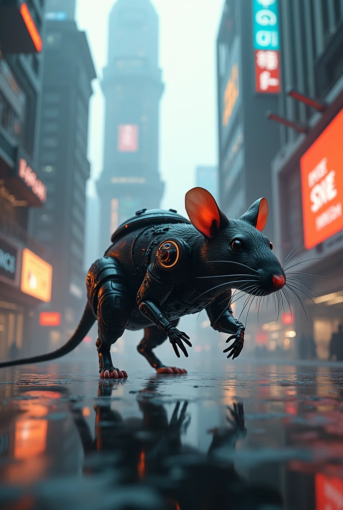 A rat，3d，City landmarks，Sci-fi stunning images，Ultra-HD Rendering