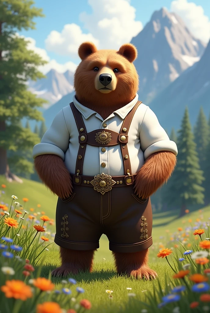 A bear wearing the traditional German Trachten costume