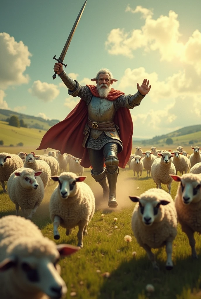 Don Quixote&#39;s flocks of sheep fight
