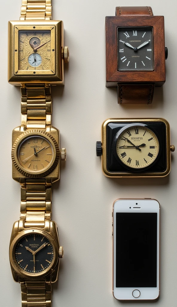 A visual comparison of early portable clocks and their modern counterparts, emphasizing the evolution and impact of Henlein's invention.