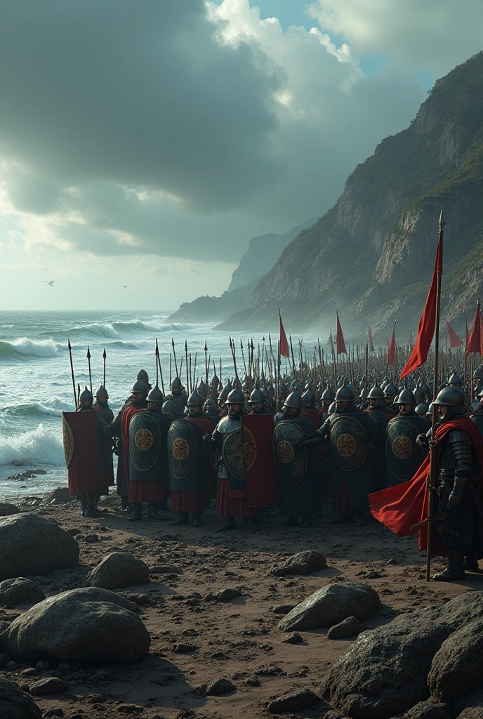 [masterpiece], [best quality], [ultra-detailed], [historical theme], [biblical scene], [cinematic lighting], [dramatic atmosphere], [intense emotions], [Moses], [Red Sea], [parting water], [staff held high], [multitude of people], [ready to cross], [epic composition].