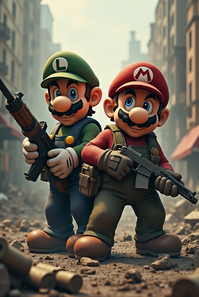 Mario Bros in war soldier mode