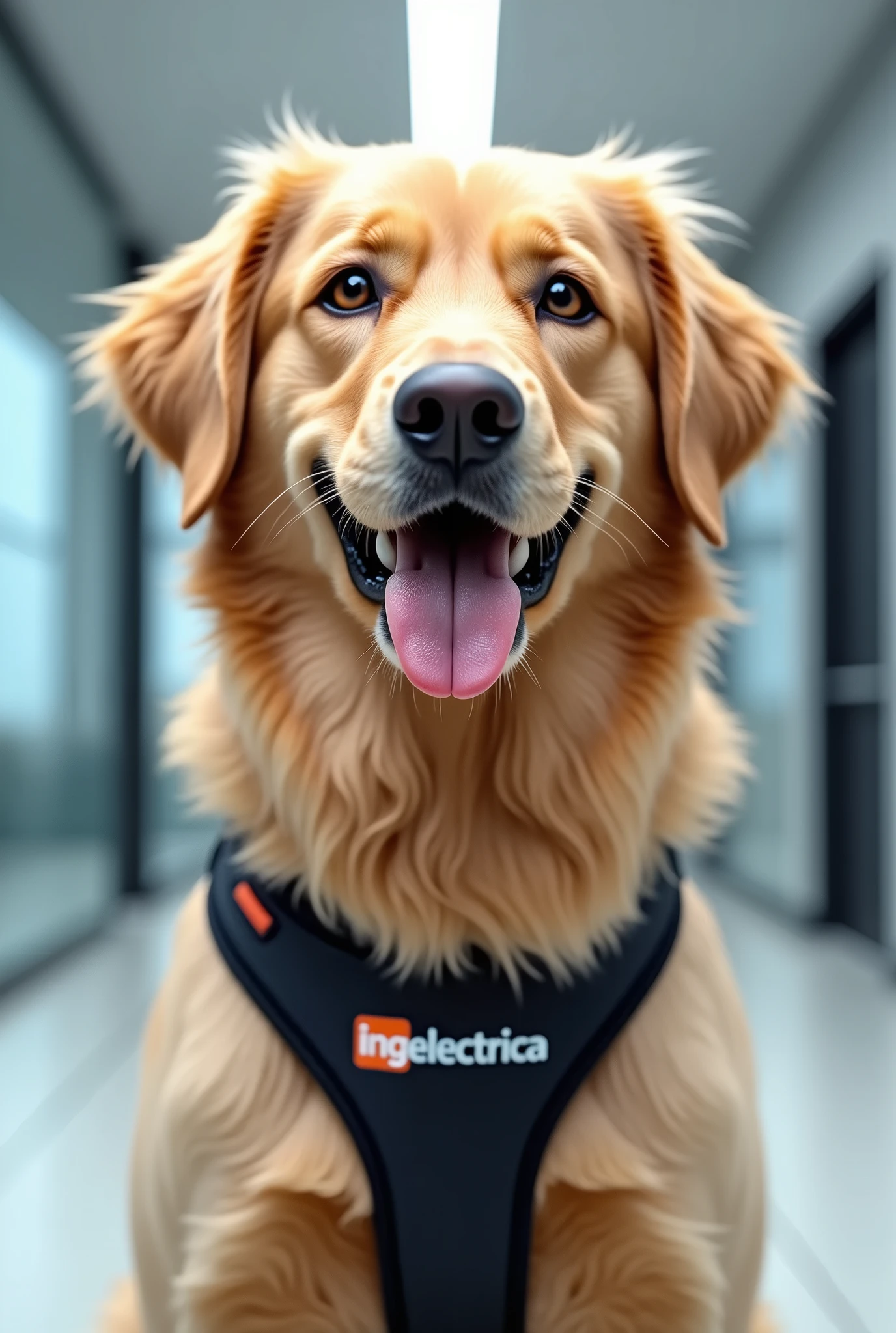 Dog with the logo of the company Ingelectrica 