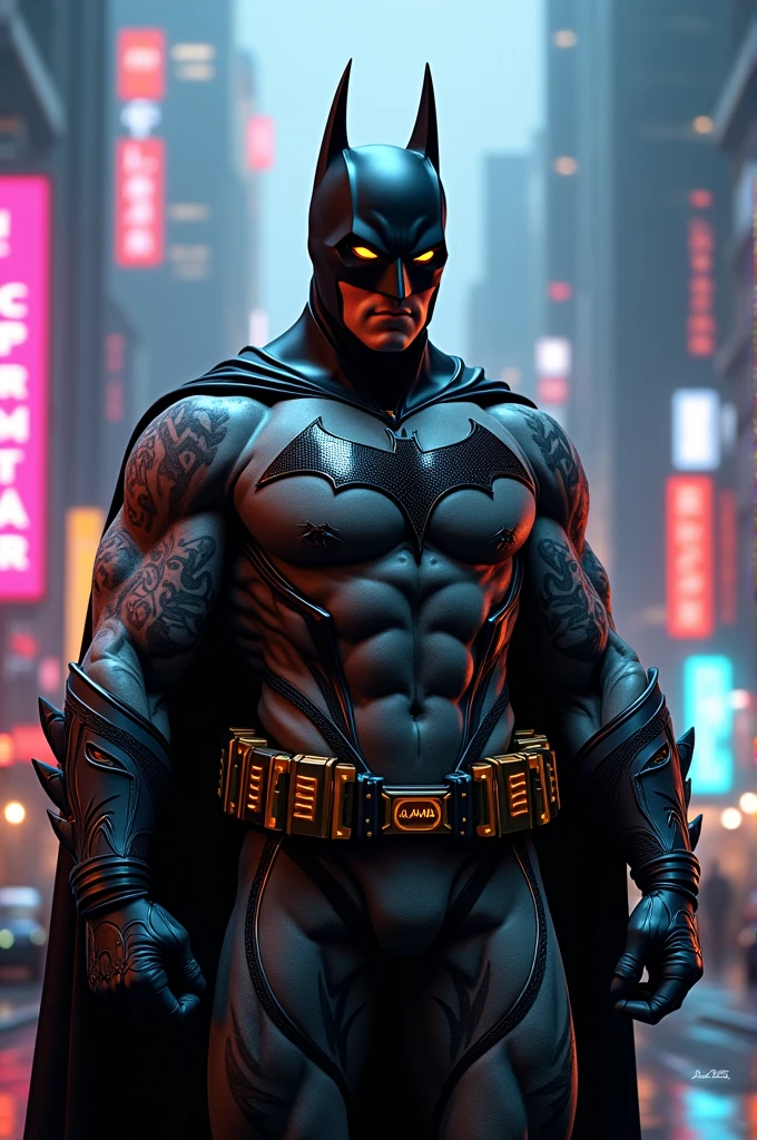 bat man with y2k clothes and tattoos