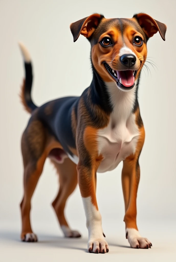 Dog cross between Pinscher and Jack Russel Terrier brown color, black and white cross