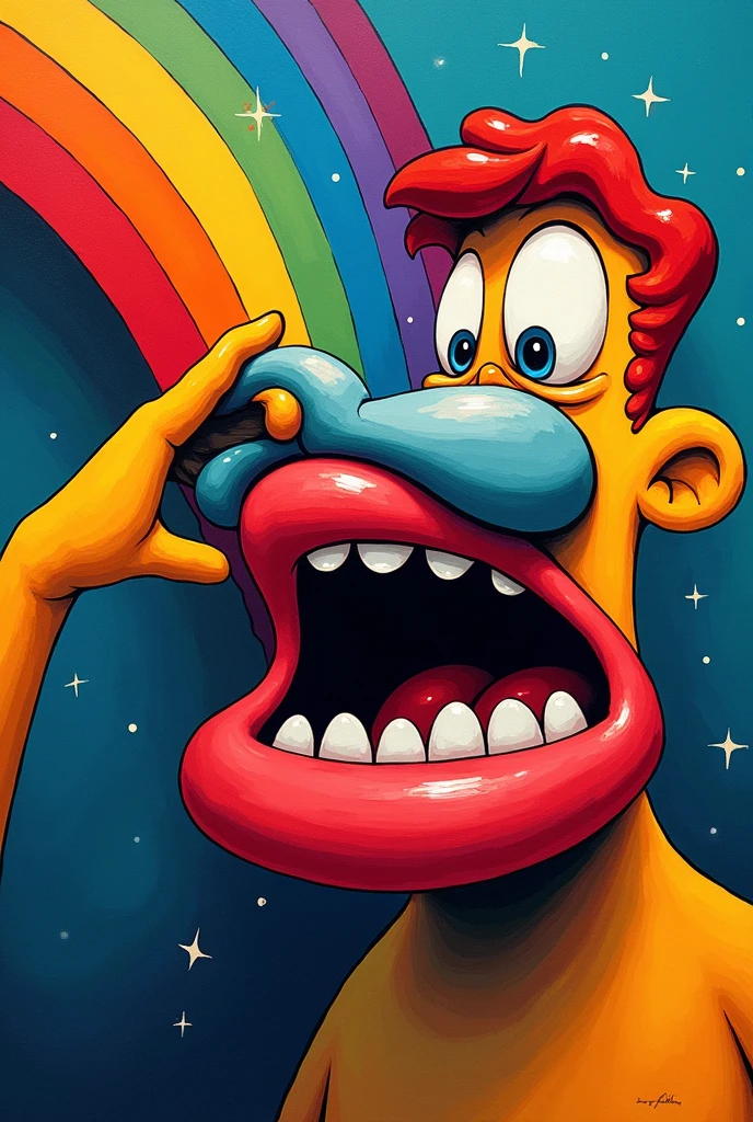 Picture of "a pop art mouth and a rainbow with Picasso's cubist avant-garde"