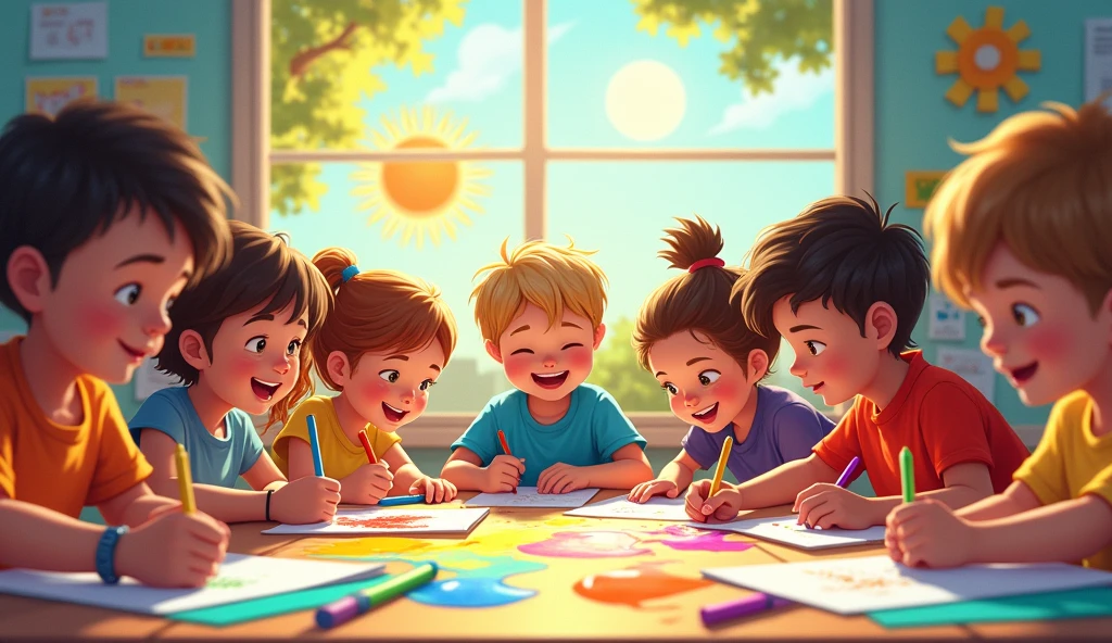 kindergarten，Colorful，Color Pen，sun