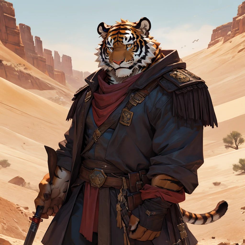 Desert Gobi Muscles,A bandit with a big knife and a tiger in plain clothes