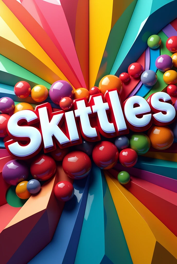 Picture of "a cubist rainbow with the word Skittles"