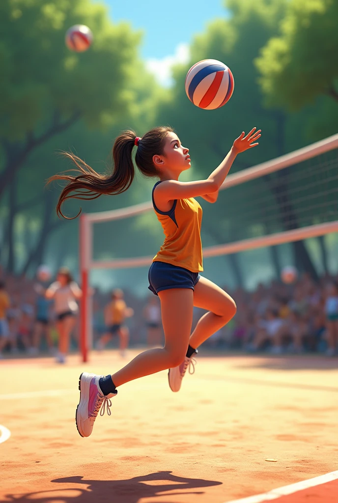 girl playing volleyball with a ball