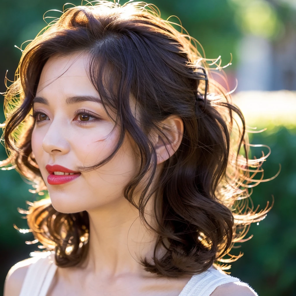 Beautiful mature woman with beautiful wavy long hair, Sexy Mature, Disheveled Hair, She is moaning with pleasure, Red lipstick, Ultra-high resolution,(Realistic:1.4), ((Highest quality)), ((masterpiece)), (be familiar with),