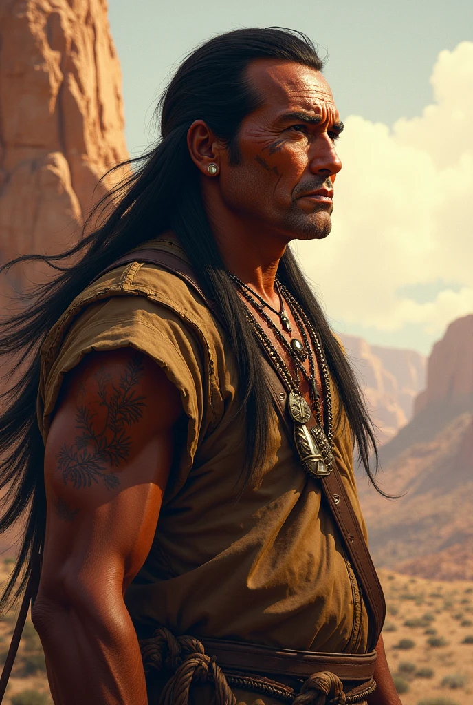 An Apache in face pose 3/4