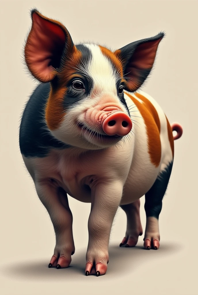 Full grown Calico pig tattoo