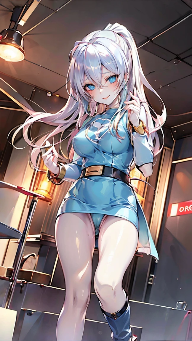 anime illustration, ((((highest quality)))), (((Ultra-precision CG 16K))), (((masterpiece))), BREAK skinny body, slender waist, medium Breasts, (((perky breasts))), ((sagging breasts)), (covered nipples), (((tanned skin, tan lines))) , BREAK (written in detail of face, smiling, blush, determined expression, sweaty , Heavy breathing, embarrassed, ) , (natural make), BREAK narrow eyes, (streaked hair, hair intakes, colored inner hair, ) BREAK (((wearing printed oversized clothing , wearing wide-leg-pants, breasts is covered by outfit, (detailed panty), Narrow aisles,))) , wearing earrings , BREAK ( stick breast out,) BREAK (( ripples , horizon , under the cosmic sky on the cosmic sea , cosmic effects, milky way, a girl blended into the background )), (((extremely closeup of eyes shot, looking at viewer, extremely detailed eyes ))), BREAK ((cinematic , pinup magazine pose, dancing