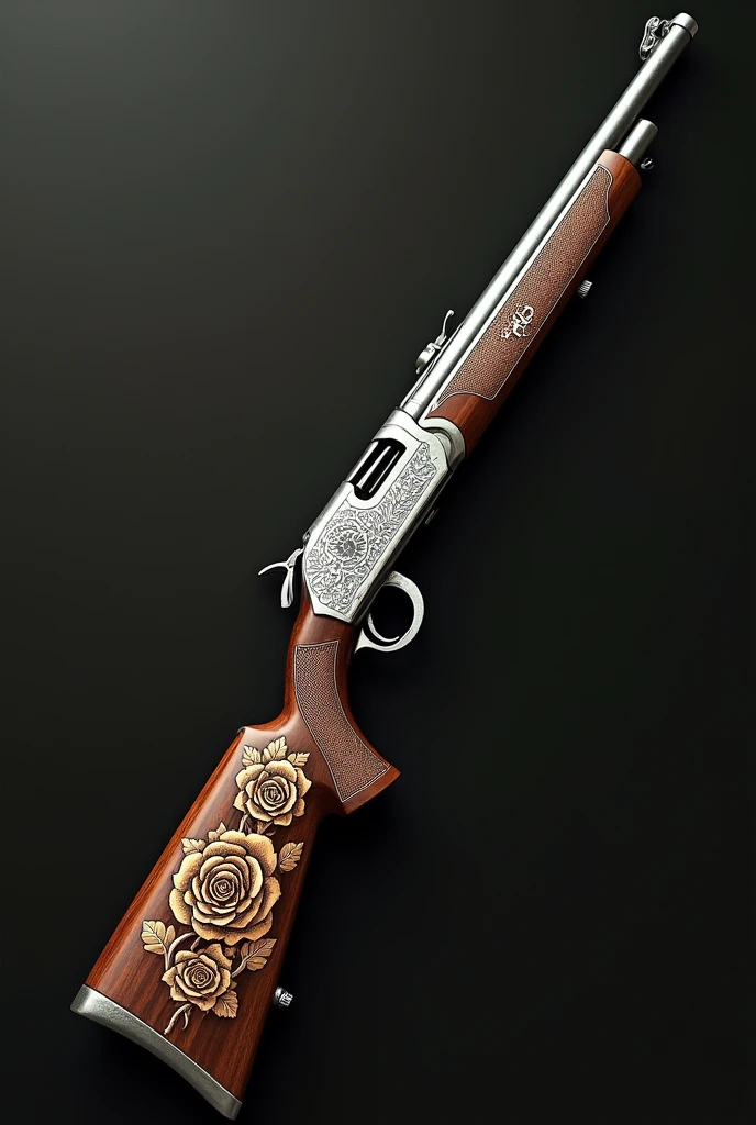Design a rifle with carved drawings of roses