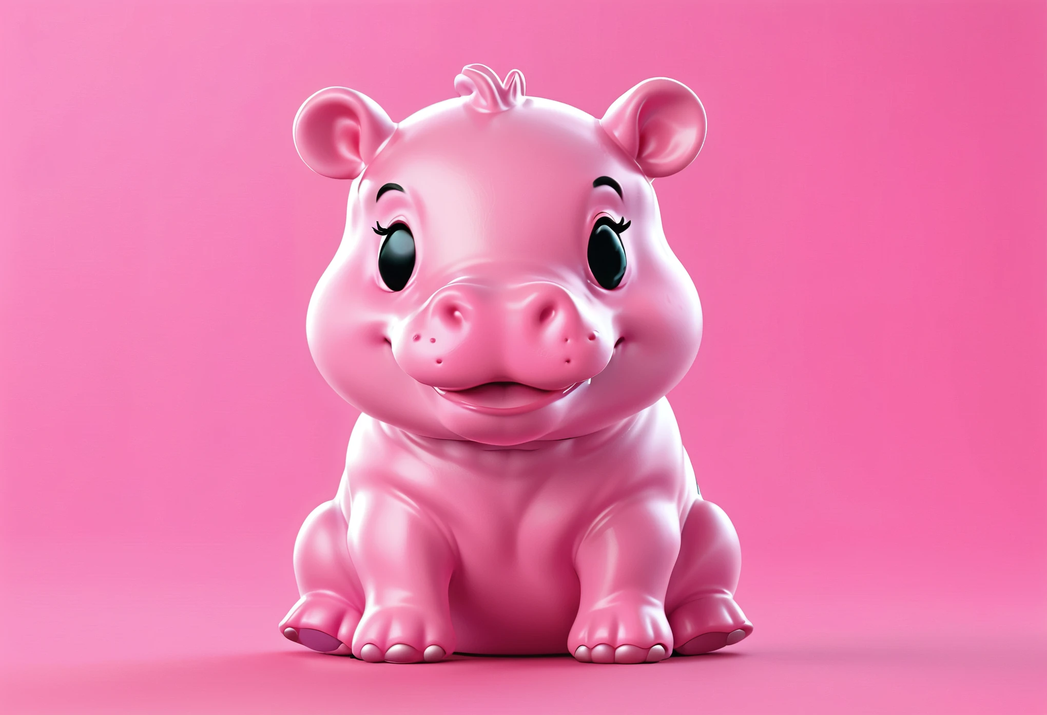 T-shirt design, pop art illustration of cute baby pink hippo,(viewed from side:1.5),(happy atmosphere),(full body image:1.5), high quality,(lovely:1.5) ,simple background