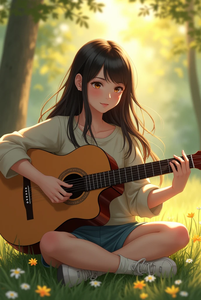 girl playing guitar