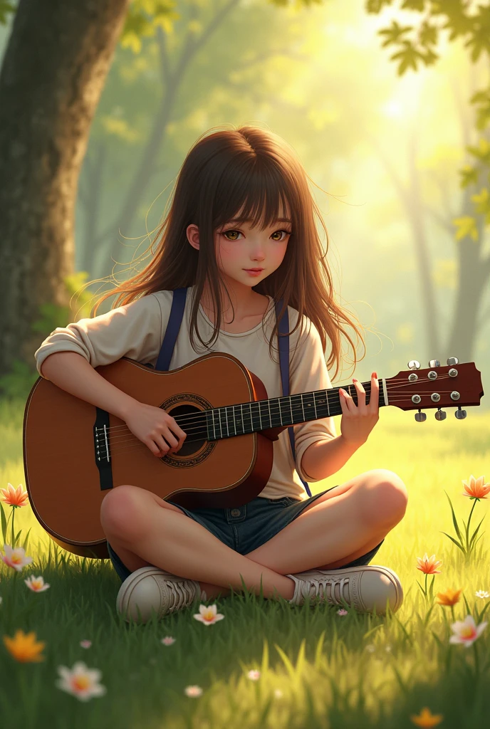 girl playing guitar