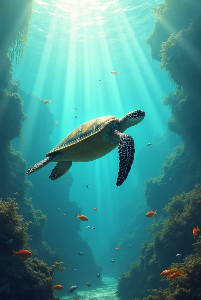 turtle swimming in beautiful sea
