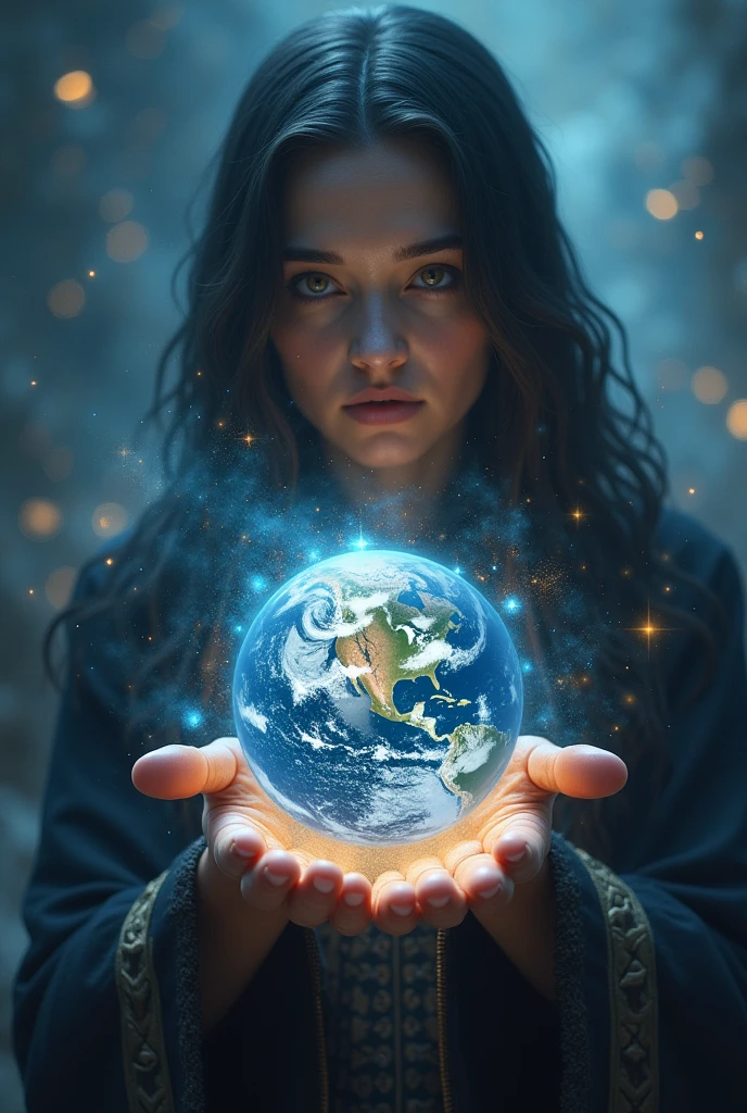Create a person holding the multiverse in their hand