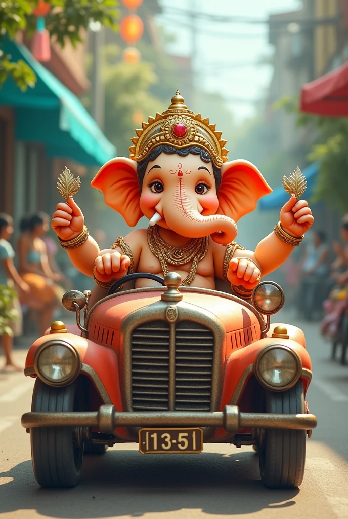 Little ganesh ridding car photo
