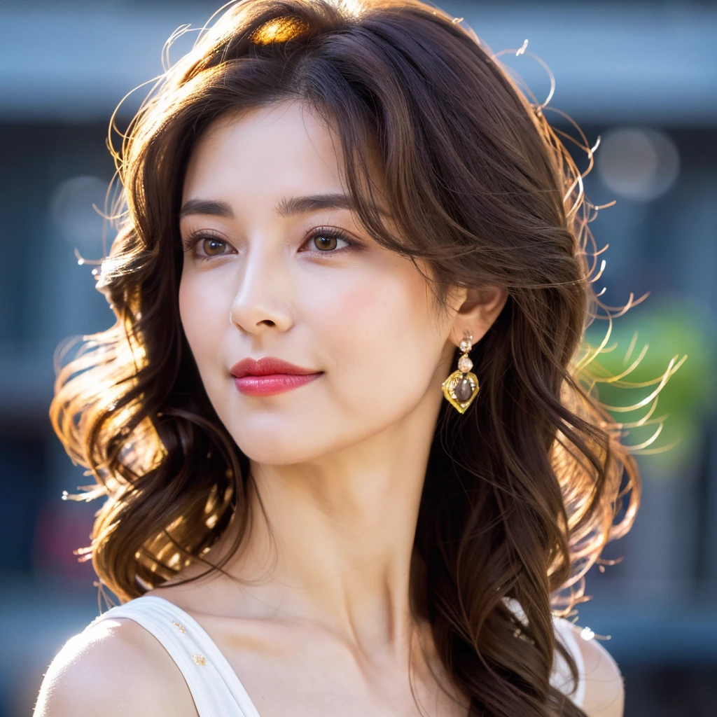 Beautiful mature woman with beautiful wavy long hair, Sexy Mature, Red lipstick, Ultra-high resolution,(Realistic:1.4), ((Highest quality)), ((masterpiece)), (be familiar with),