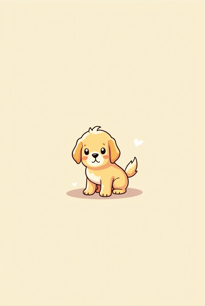 Simple thin line drawing cute hand-drawn cartoon style animal characters(Golden Retriever Baby) Gentle expression, curious expression, pastel colors, limited color usage、Simple background Characters are placed in the center For children Gentle Peaceful