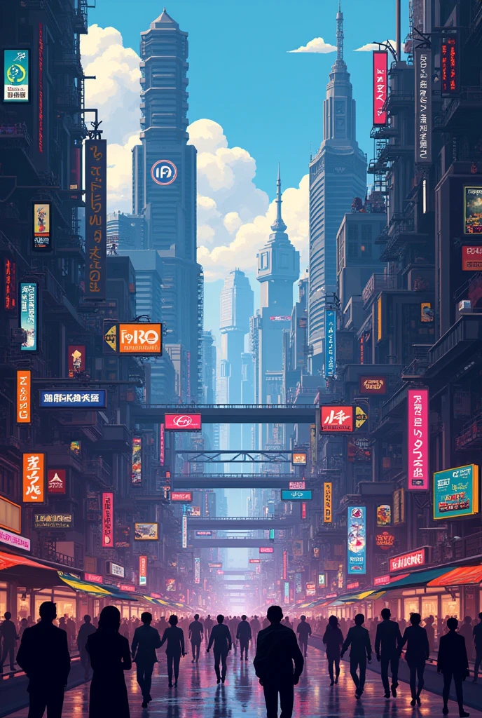 Pixel Style，A cyberpunk city,8k
