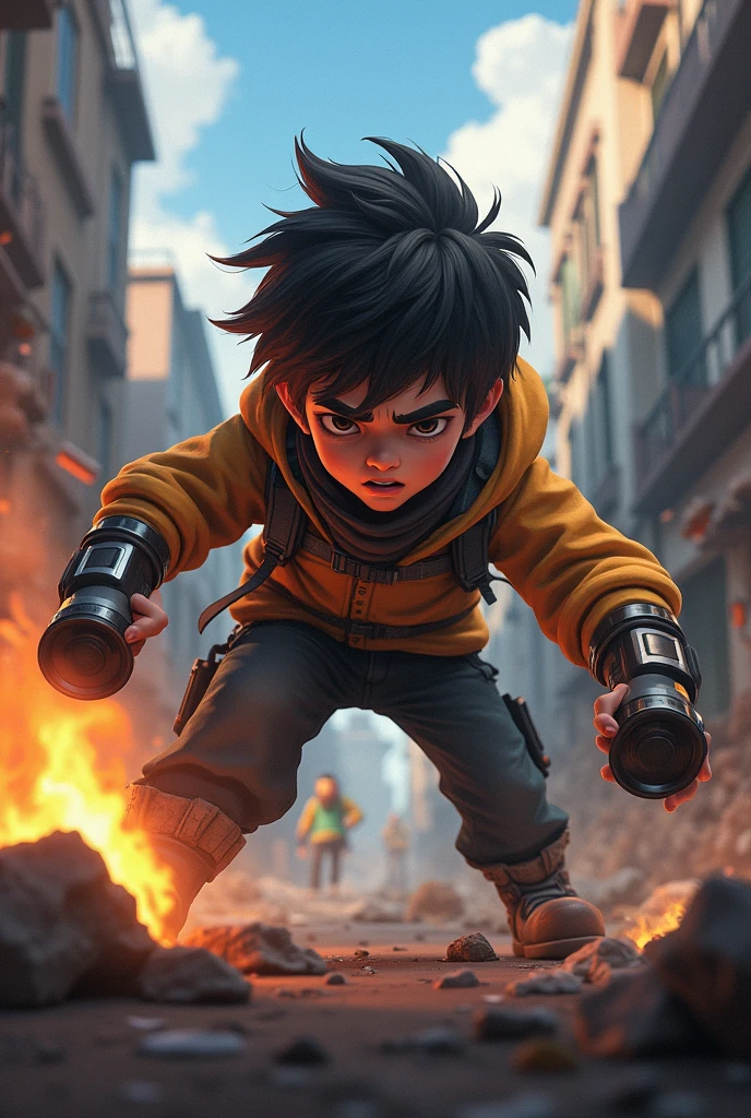 A boy playing free fire