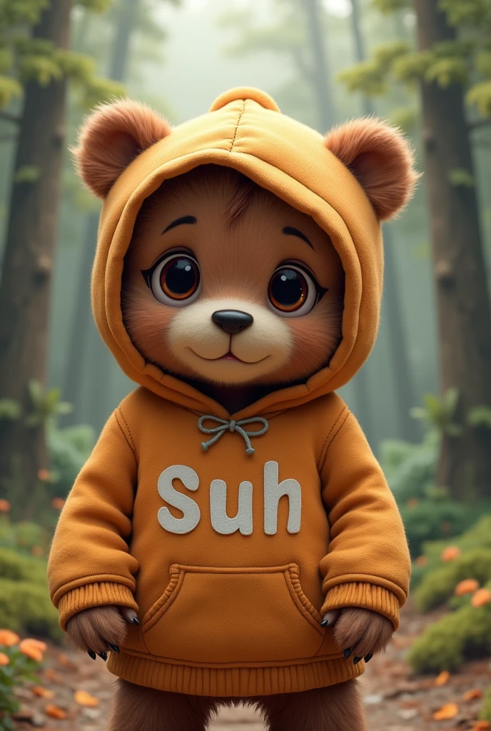 Female bear in hoodie with the name &#39;Suh&#39;