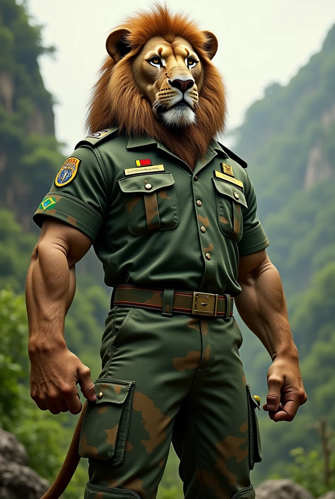Leão Proerd in the uniform of the Brazilian army